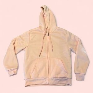 Pink Sherpa-Lined Zip-Up Hoodie – Size M